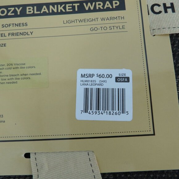 Woolrich Cozy Blanket Wrap In Lana Leopard Design NWT $60 - Picture 3 of 4
